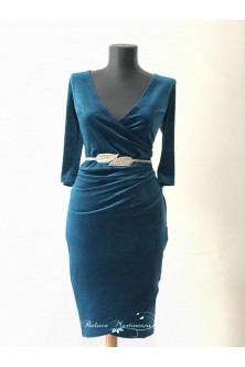 Rochie din catifea London Blue